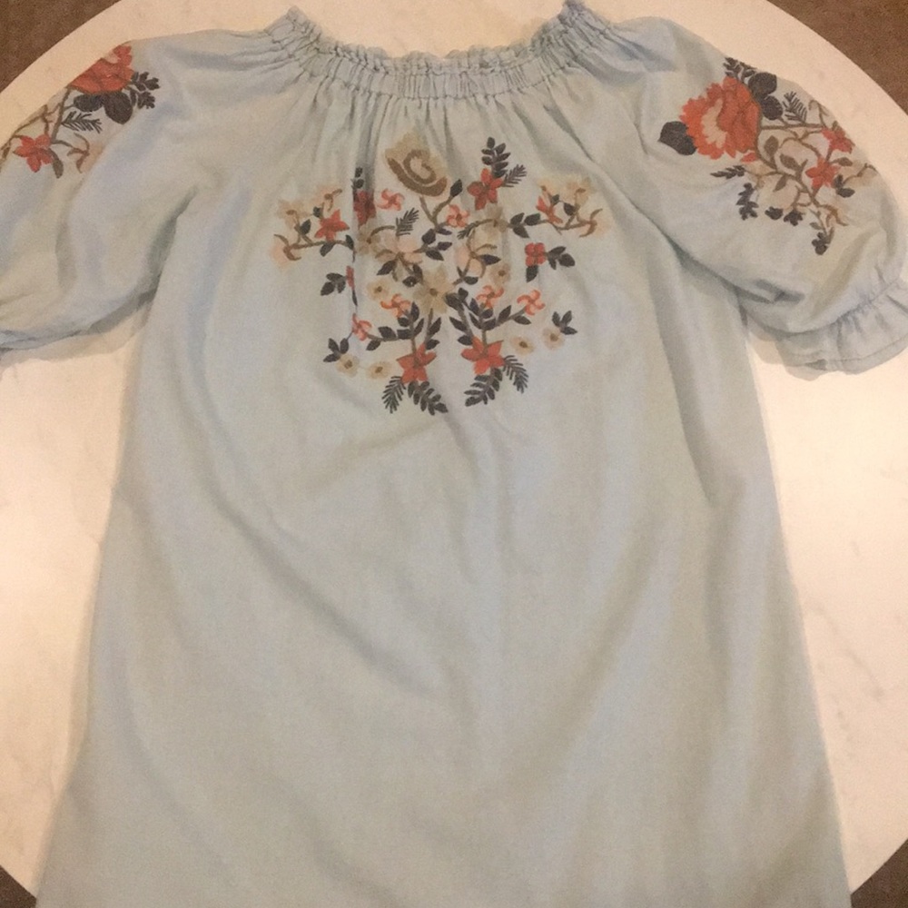 Embroidered off shoulder dress